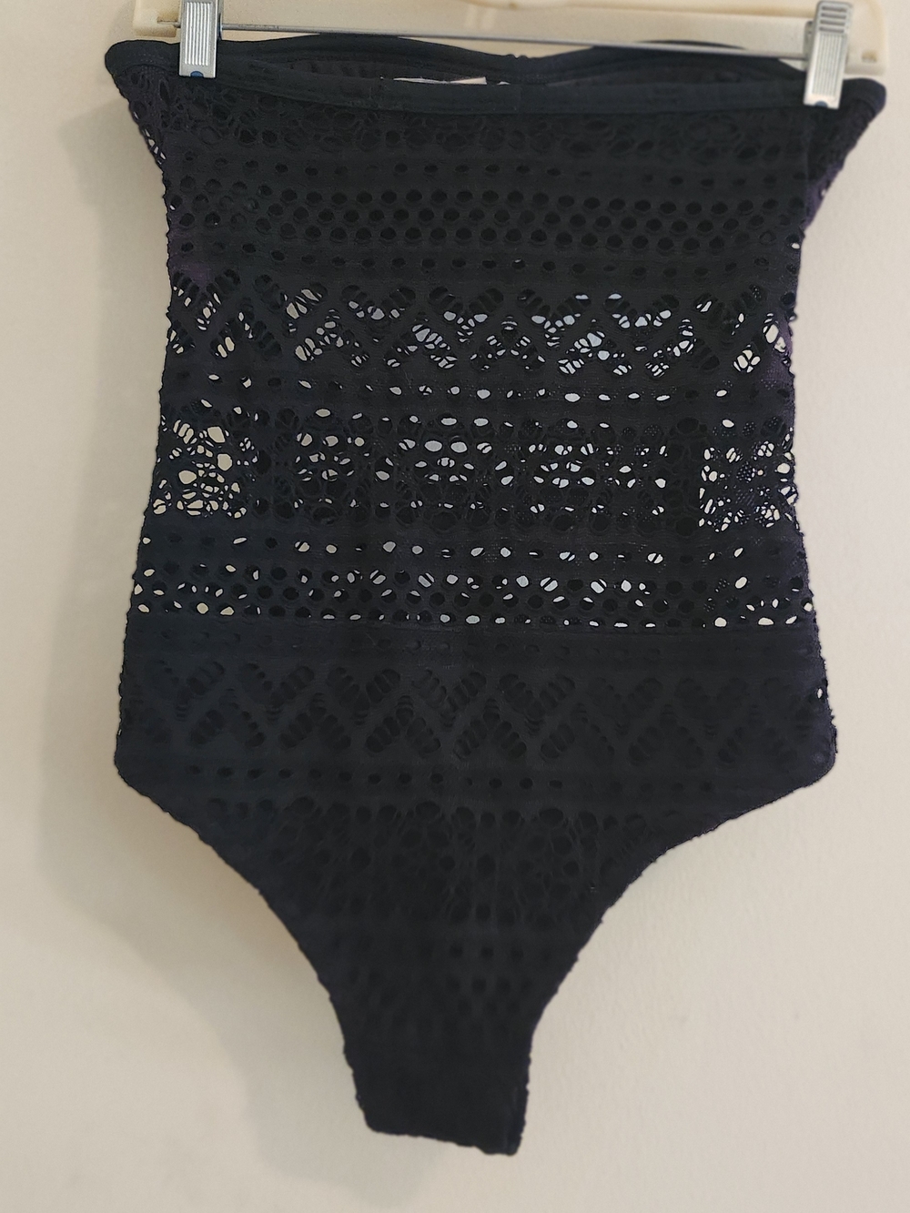 Sabrina Strapless Lace One-Piece Swimsuit in Black - Picture 3 of 4